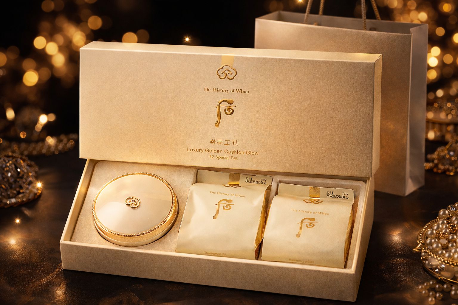 THE HISTORY OF WHOO — GONGJINHYANG MI LUXURY GOLDEN CUSHION GLOW SET